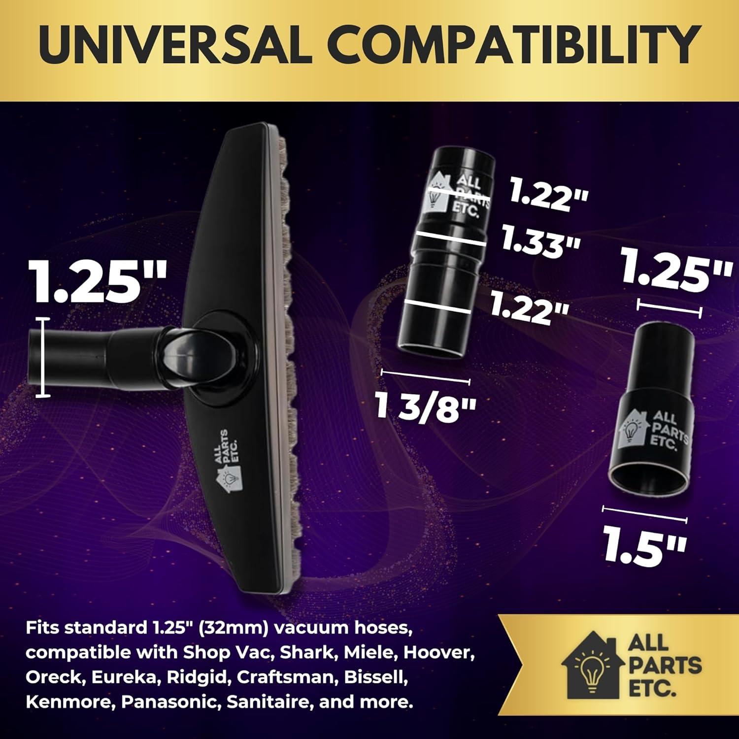 image:image125 Vacuum Floor Brush Attachment 10 Wide Soft Bristles with Two Adapters for 1375 amp 15 Compatibility Fits many Shop Vac Shark Hoover Eureka Dirt Devil Miele Oreck and MoreFloor Brush Deluxe