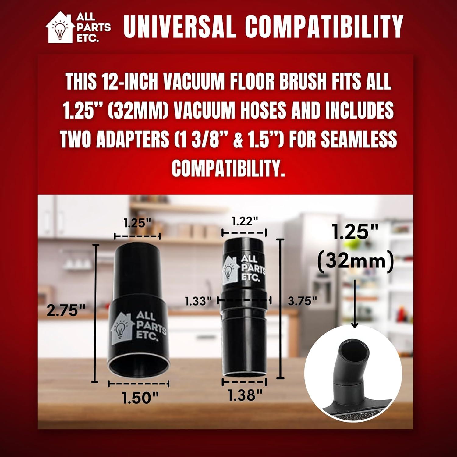 image:image125 Vacuum Floor Brush Attachment 10 Wide Soft Bristles with Two Adapters for 1375 amp 15 Compatibility Fits many Shop Vac Shark Hoover Eureka Dirt Devil Miele Oreck and MoreFloor Brush 12