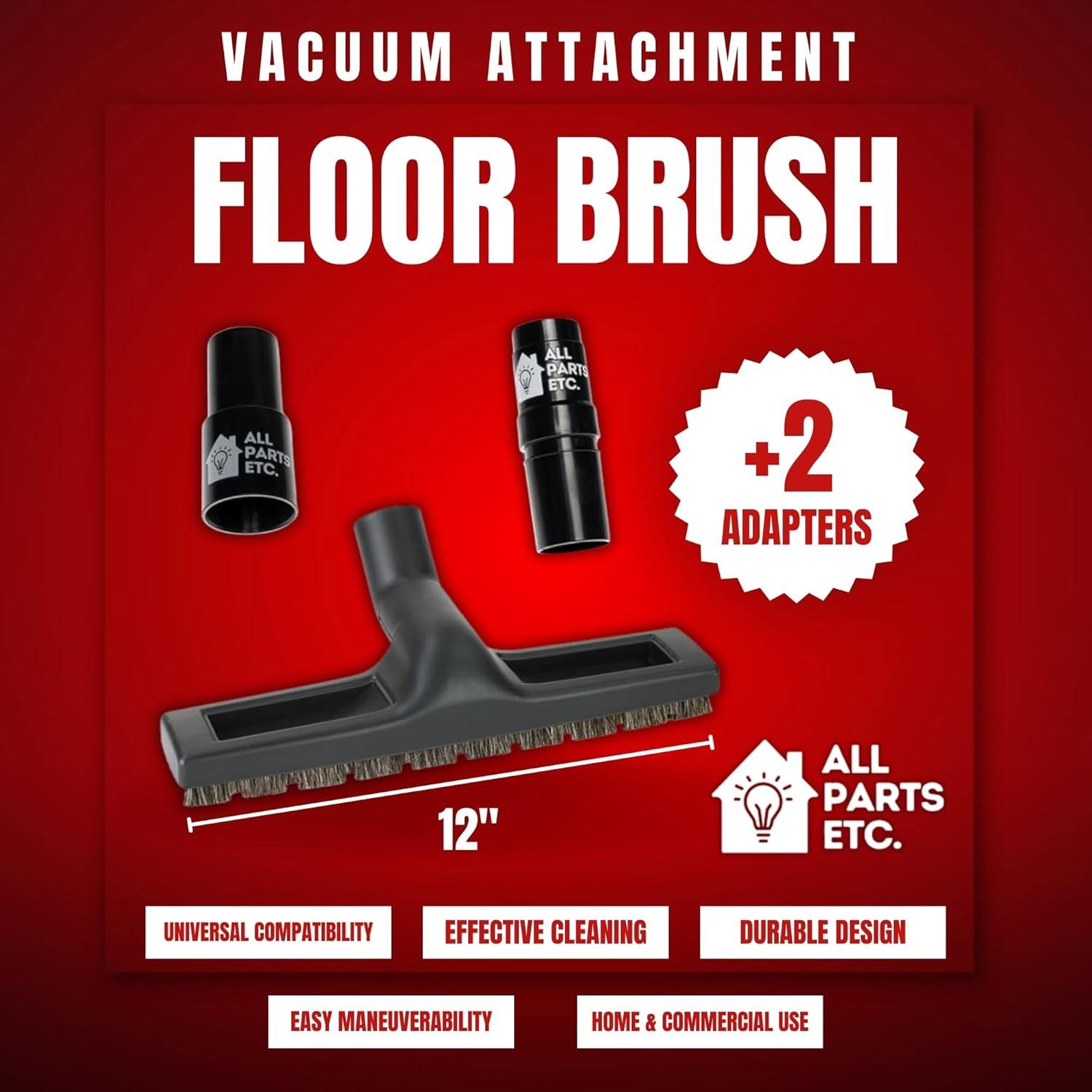 image:image125 Vacuum Floor Brush Attachment 10 Wide Soft Bristles with Two Adapters for 1375 amp 15 Compatibility Fits many Shop Vac Shark Hoover Eureka Dirt Devil Miele Oreck and MoreFloor Brush 12