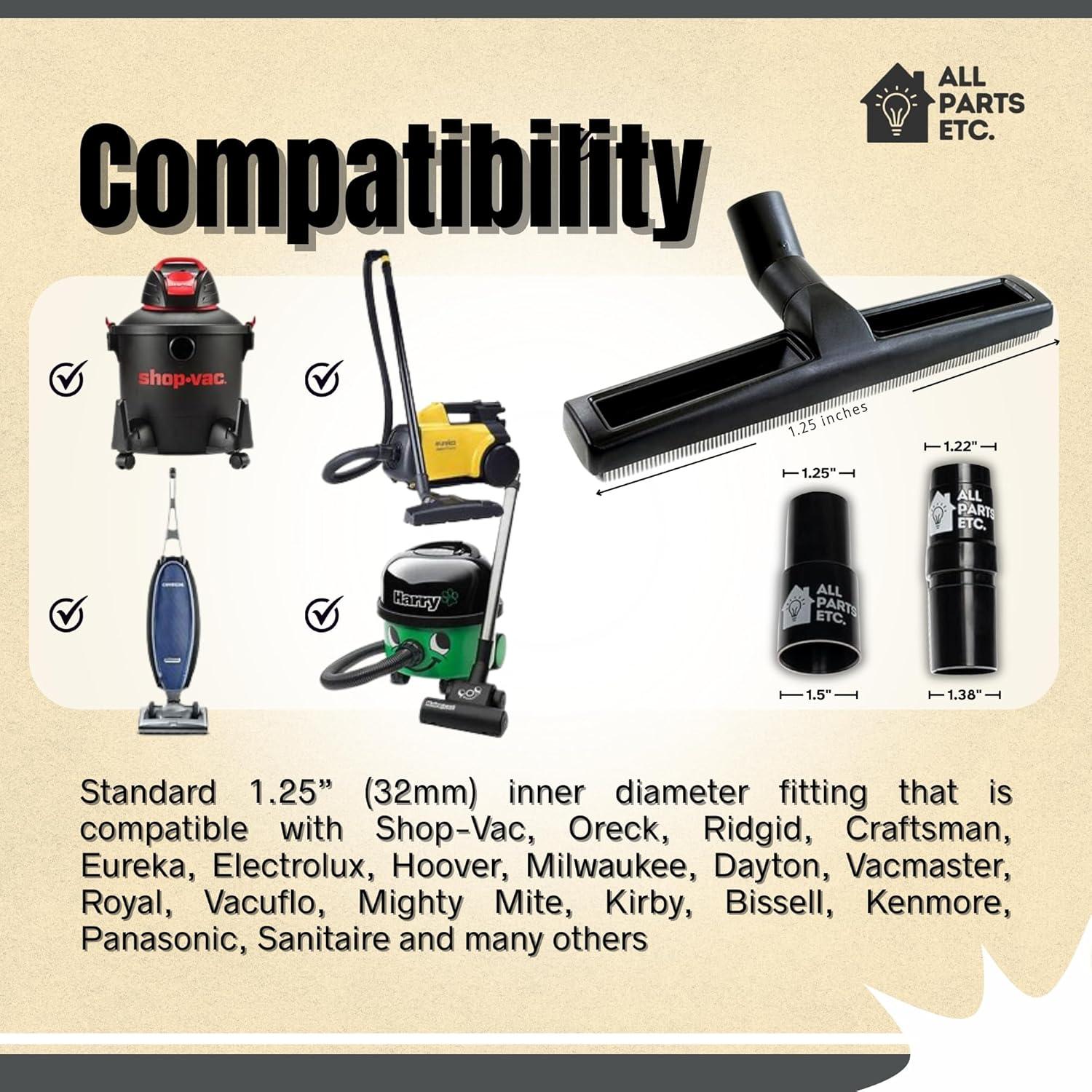 image:image125 Vacuum Floor Brush Attachment 10 Wide Soft Bristles with Two Adapters for 1375 amp 15 Compatibility Fits many Shop Vac Shark Hoover Eureka Dirt Devil Miele Oreck and MoreSqueegee Brush