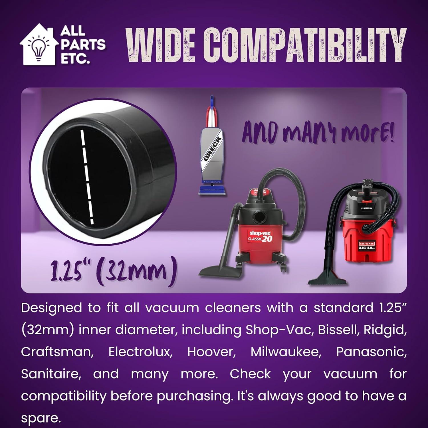 image:image125 Vacuum Floor Brush Attachment 10 Wide Soft Bristles with Two Adapters for 1375 amp 15 Compatibility Fits many Shop Vac Shark Hoover Eureka Dirt Devil Miele Oreck and MoreCrevice Tool 9