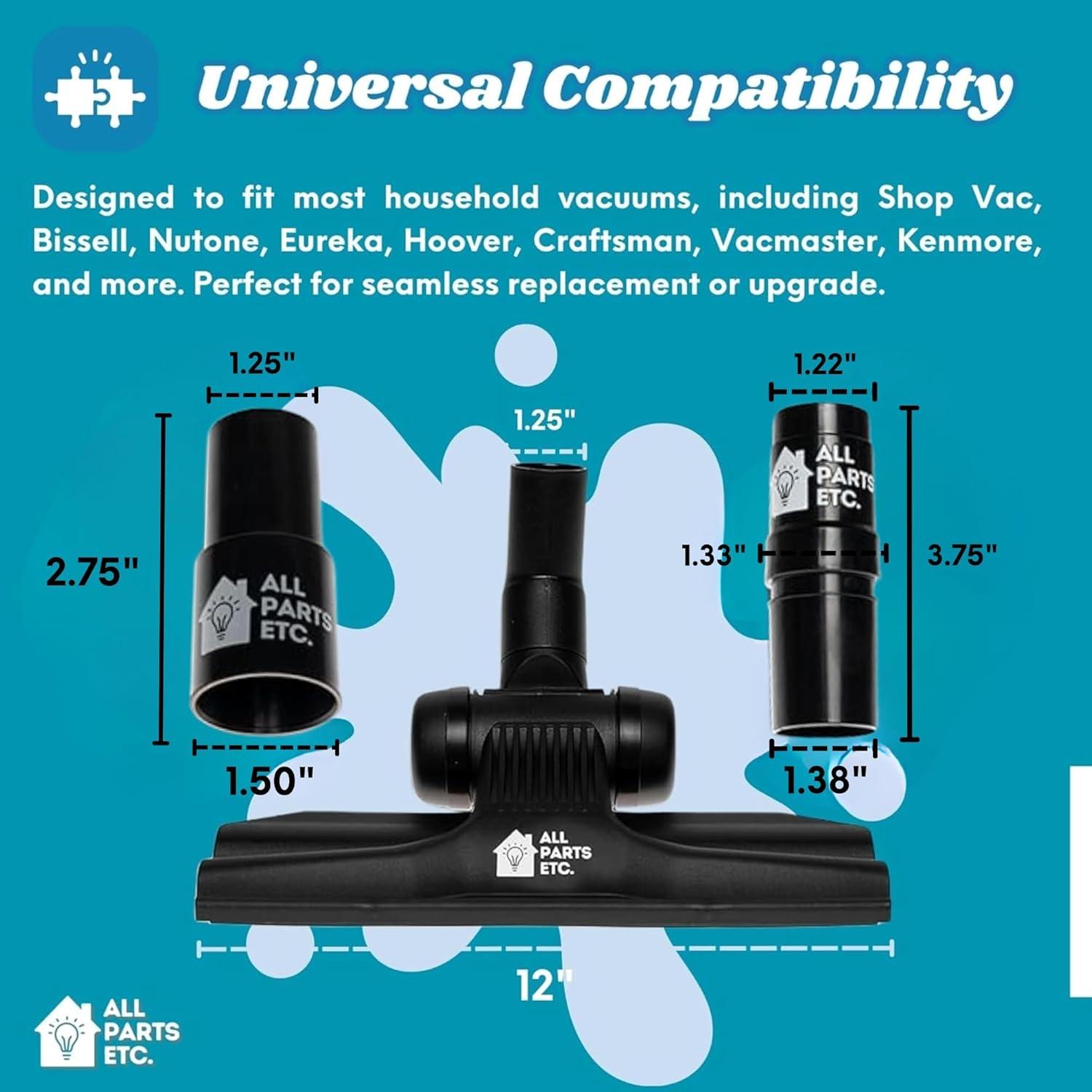 image:image125 Vacuum Floor Brush Attachment 10 Wide Soft Bristles with Two Adapters for 1375 amp 15 Compatibility Fits many Shop Vac Shark Hoover Eureka Dirt Devil Miele Oreck and MoreGulper Tool