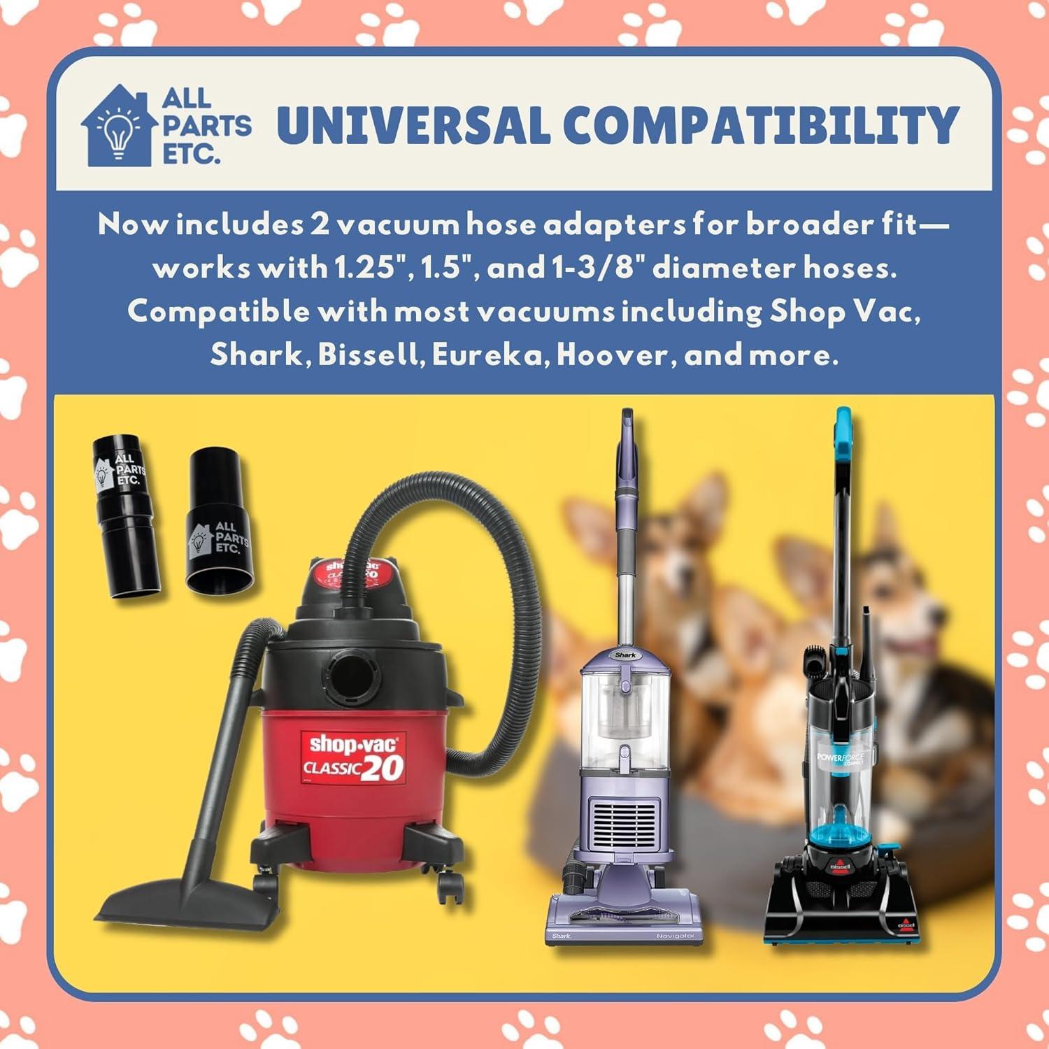 image:image125 Vacuum Floor Brush Attachment 10 Wide Soft Bristles with Two Adapters for 1375 amp 15 Compatibility Fits many Shop Vac Shark Hoover Eureka Dirt Devil Miele Oreck and More5Pack Pets
