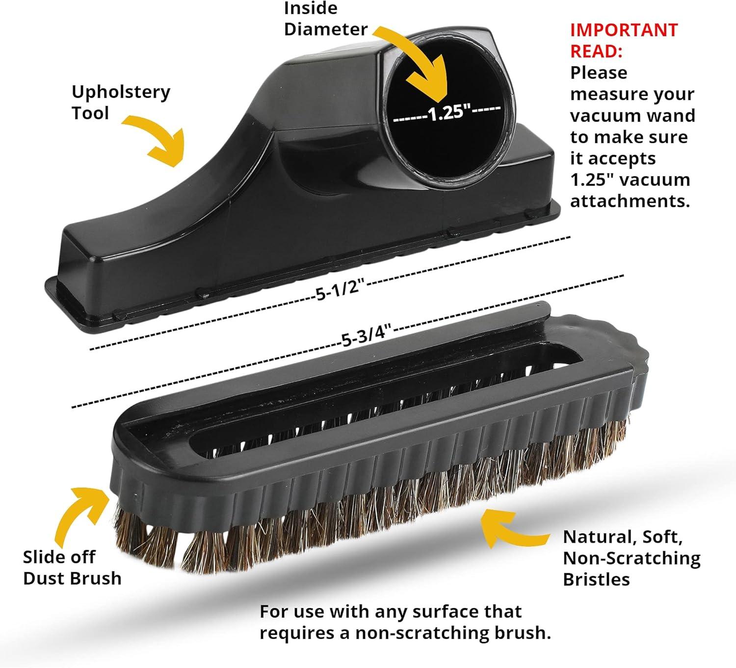 image:image125 Vacuum Floor Brush Attachment 10 Wide Soft Bristles with Two Adapters for 1375 amp 15 Compatibility Fits many Shop Vac Shark Hoover Eureka Dirt Devil Miele Oreck and MoreUpholstery Brush