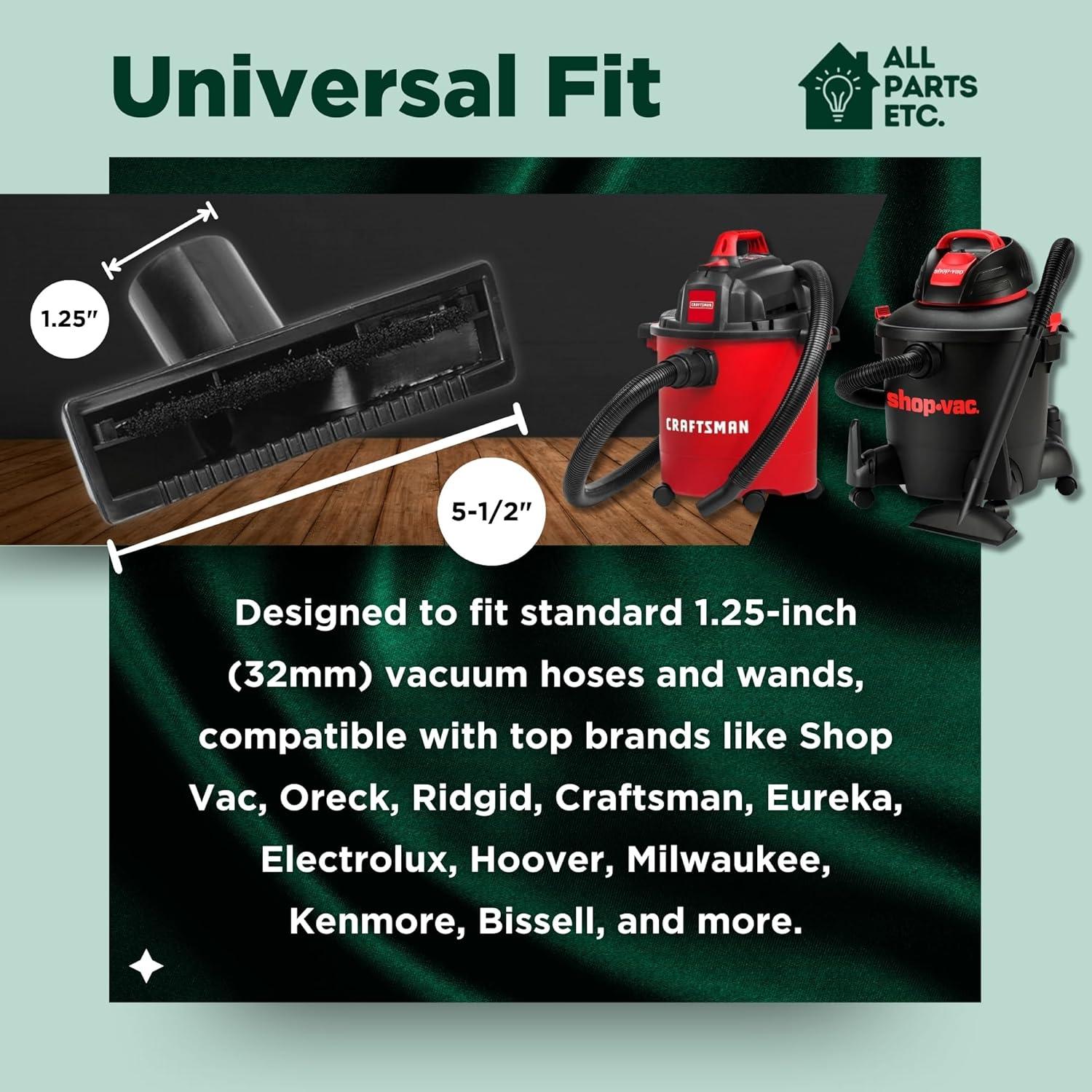 image:image125 Vacuum Floor Brush Attachment 10 Wide Soft Bristles with Two Adapters for 1375 amp 15 Compatibility Fits many Shop Vac Shark Hoover Eureka Dirt Devil Miele Oreck and MoreUpholstery Tool