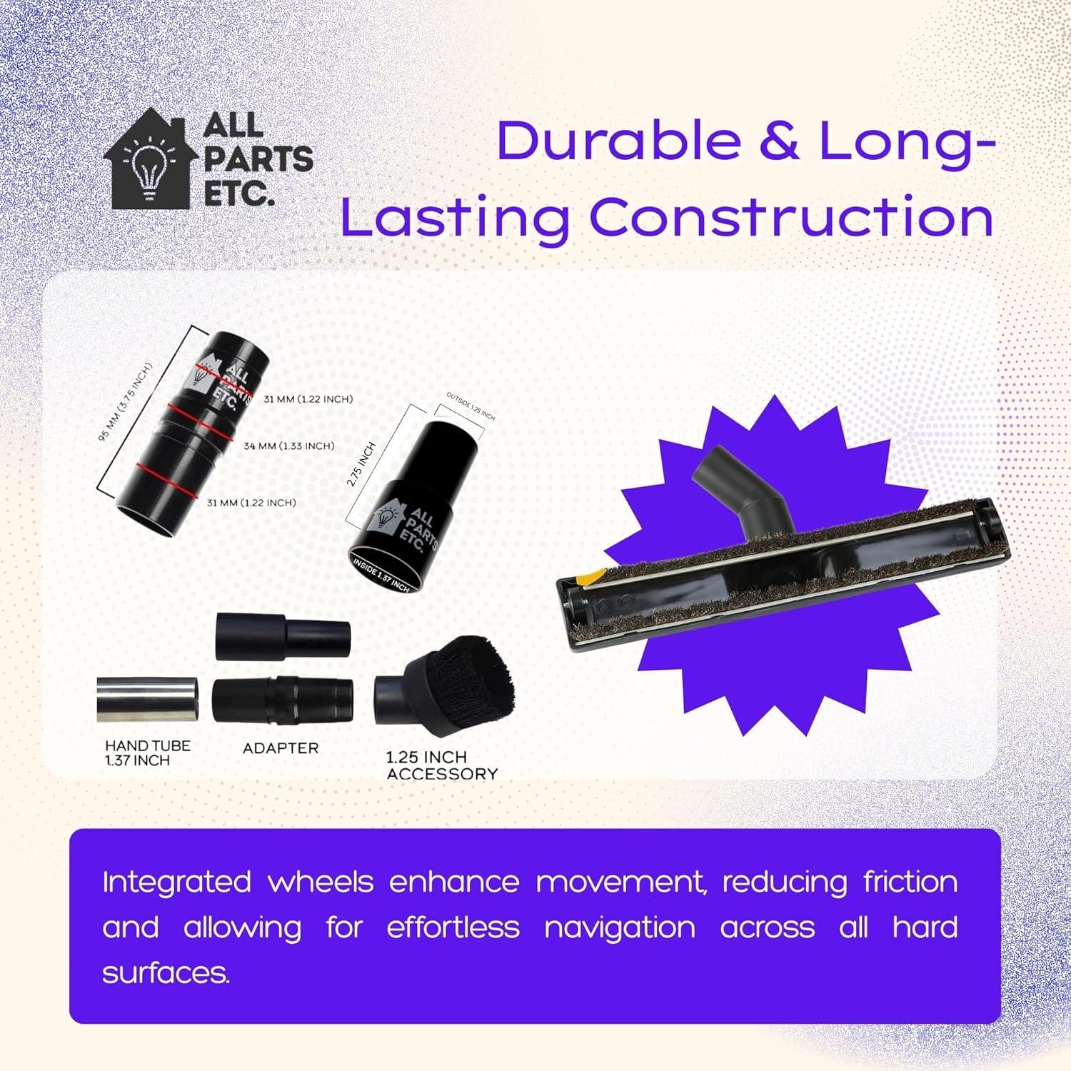 image:image125 Vacuum Floor Brush Attachment 10 Wide Soft Bristles with Two Adapters for 1375 amp 15 Compatibility Fits many Shop Vac Shark Hoover Eureka Dirt Devil Miele Oreck and MoreFloor Brush 14