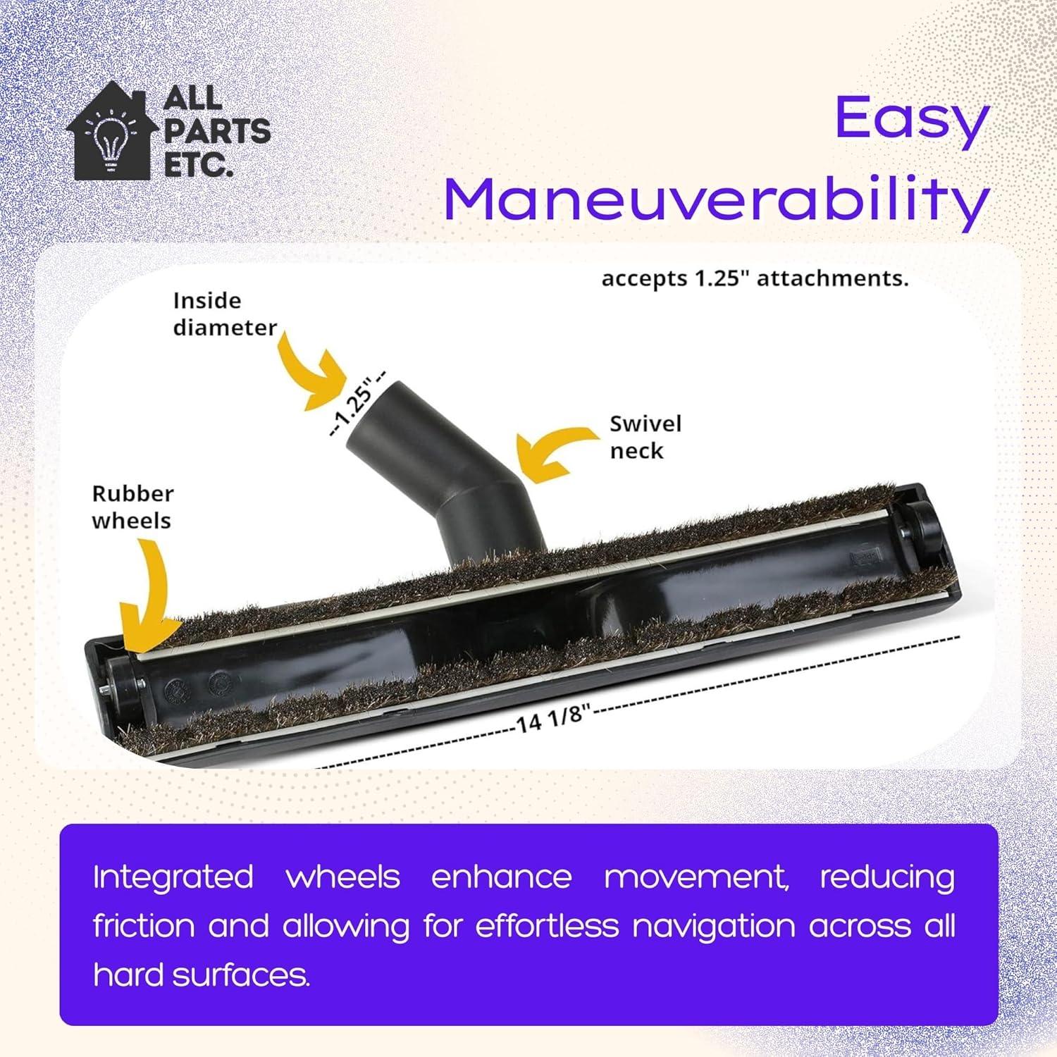image:image125 Vacuum Floor Brush Attachment 10 Wide Soft Bristles with Two Adapters for 1375 amp 15 Compatibility Fits many Shop Vac Shark Hoover Eureka Dirt Devil Miele Oreck and MoreFloor Brush 14