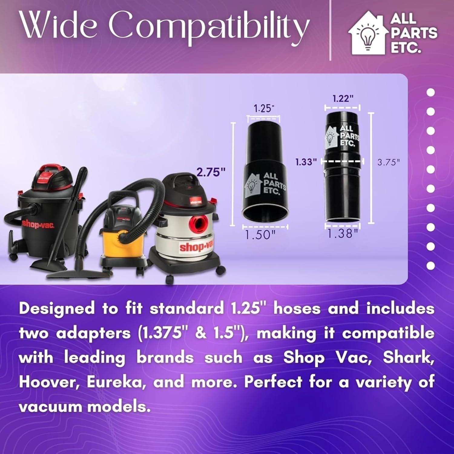 image:image125 Vacuum Floor Brush Attachment 10 Wide Soft Bristles with Two Adapters for 1375 amp 15 Compatibility Fits many Shop Vac Shark Hoover Eureka Dirt Devil Miele Oreck and MoreFloor Brush 10