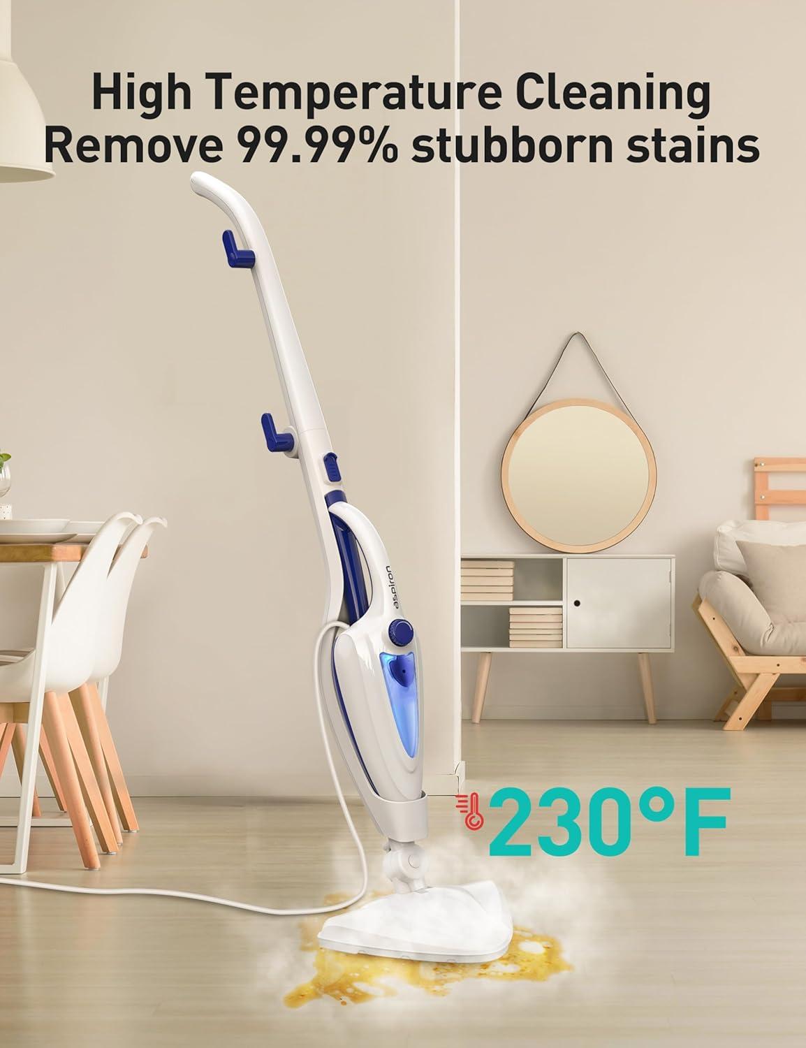 image:image12in1 Steam Mop Fast 15Sec HeatUp 1500W Detachable Handheld Steam Cleaner with 2 Dirt Grip Pads Removes 9999 Stubborn Stains for Hardwood Floors Clothes Windows Tiles Furniture WhiteWhite