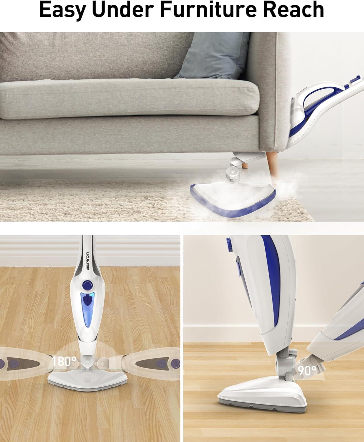 image:image12in1 Steam Mop Fast 15Sec HeatUp 1500W Detachable Handheld Steam Cleaner with 2 Dirt Grip Pads Removes 9999 Stubborn Stains for Hardwood Floors Clothes Windows Tiles Furniture WhiteWhite