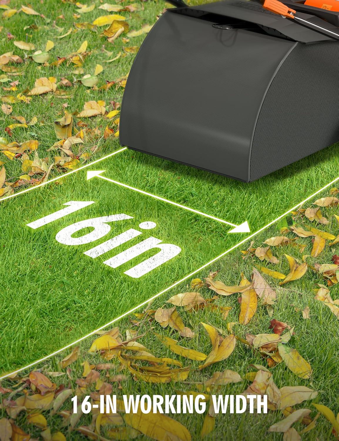 image:image16 Artificial Turf Vacuum 1800w Grass Sweeper 15 Amp Lawn Sweeper Yard Power Brush with 55L Removable Leaf Collection Bag QuickFold Keeps Clear Sweepy Box Orange