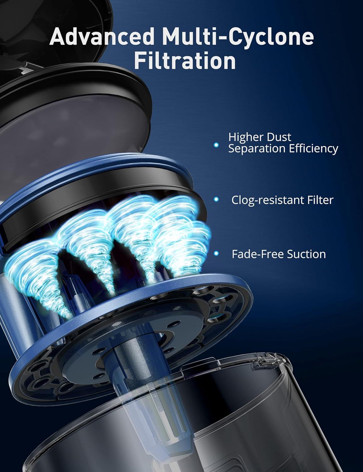image:imageAspiron 1700W Canister Vacuum Cleaner 45Kpa Bagless Vacuum Cleaner MultiCyclonic Filtration 2 AntiAllergen HEPA Filters 35QT Dust Cup 4 Tools No Hair Tangles for Hard Floor Pet Hair Navy
