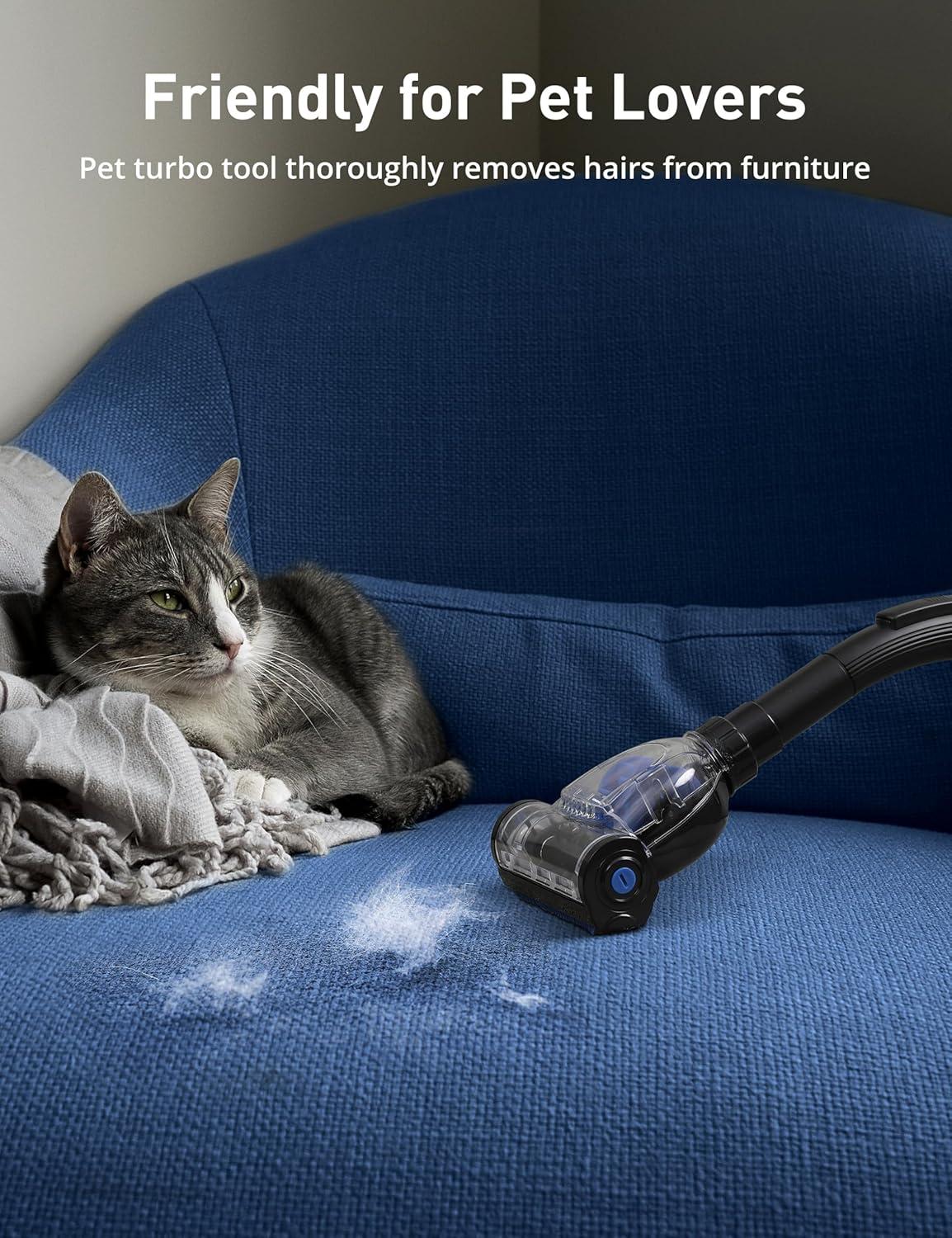 image:imageAspiron 1700W Canister Vacuum Cleaner 45Kpa Bagless Vacuum Cleaner MultiCyclonic Filtration 2 AntiAllergen HEPA Filters 35QT Dust Cup 4 Tools No Hair Tangles for Hard Floor Pet Hair Navy