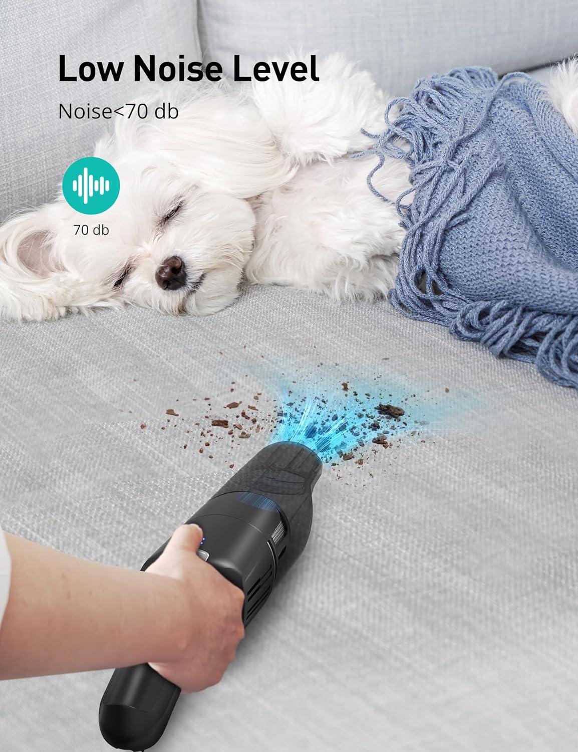 image:imageAspiron Cordless Handheld Vacuum 24KPA Powerful Car Vacuum 2Speed 2 Charging Methods Wireless Charger Ergonomic Handle Portable Rechargeable Vacuum Cleaner for Car Home Cream WhiteBlack Grey