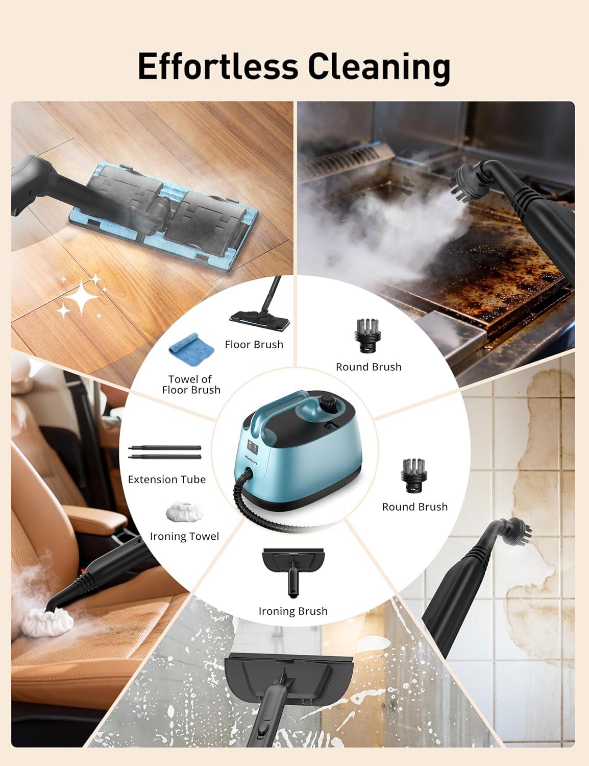 image:imageAspiron Steam Cleaner 293F 58 PSI Powerful Multipurpose Handheld Steam Mop for Home Use 21 Attachments 50Oz Capacity Heavy Duty Steamer for Carpets Floors Cars Tiles Crack Cleaning BlueBlue