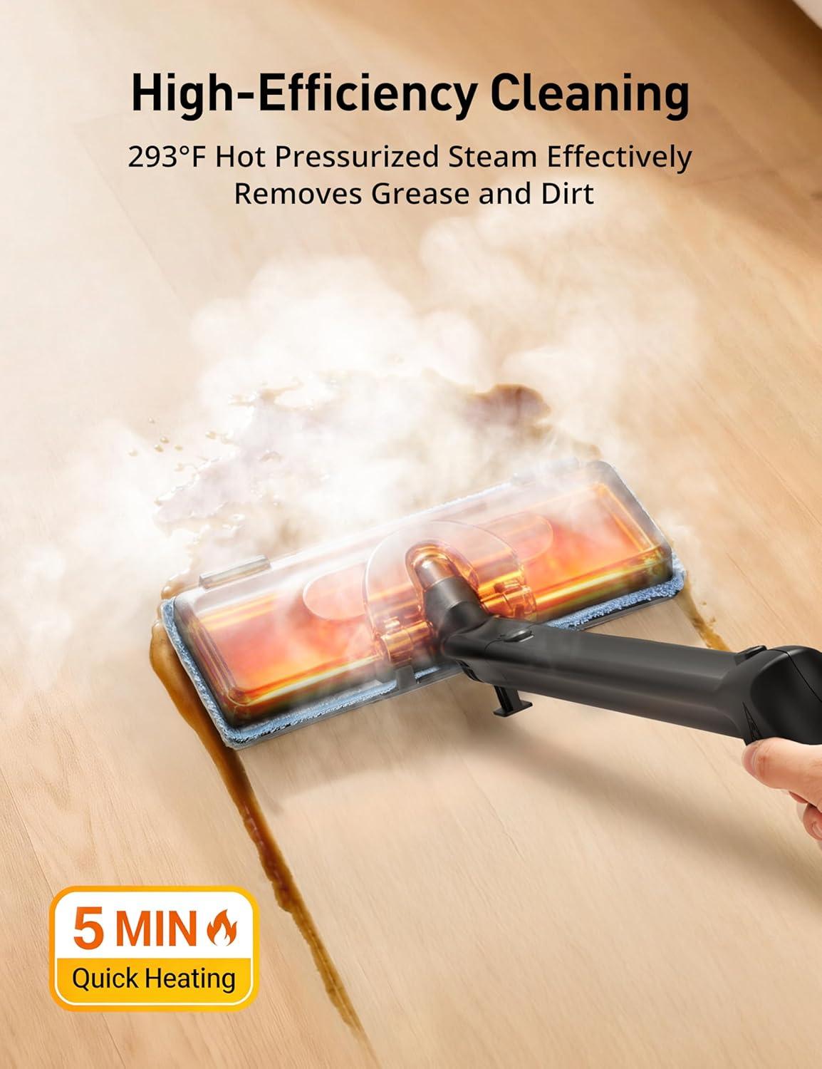image:imageAspiron Steam Cleaner 293F 58 PSI Powerful Multipurpose Handheld Steam Mop for Home Use 21 Attachments 50Oz Capacity Heavy Duty Steamer for Carpets Floors Cars Tiles Crack Cleaning BluePearl