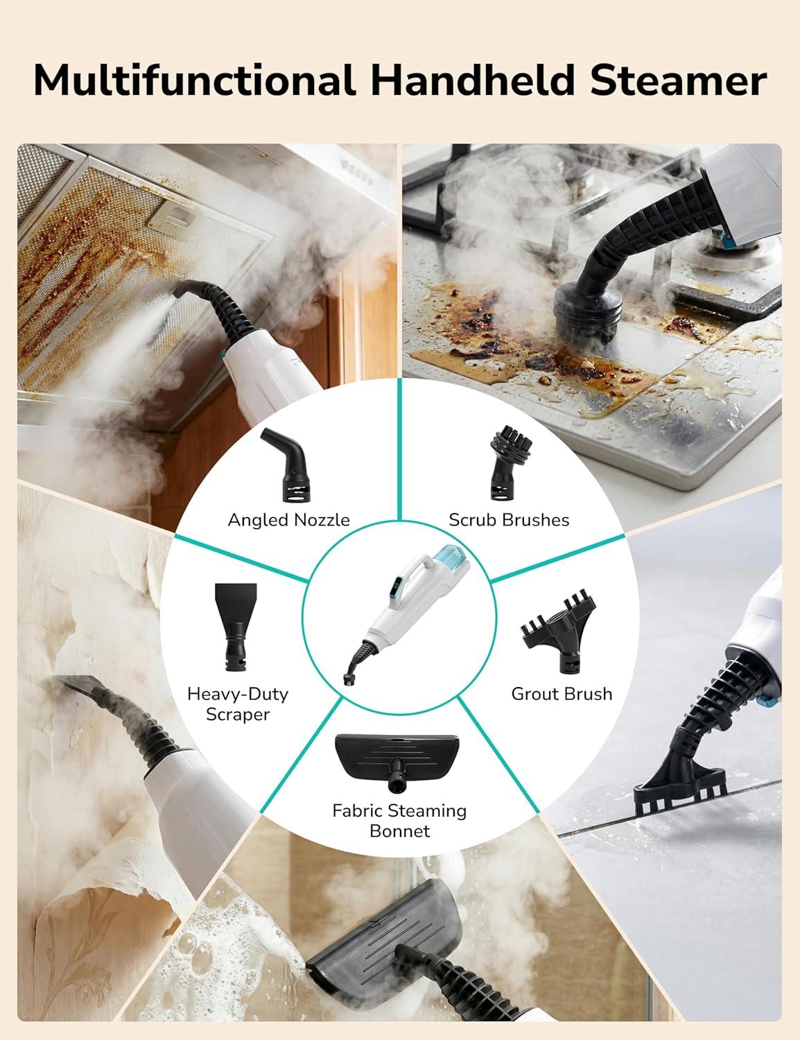 image:imageAspiron Steam Mop Brush Heads Fit for ASCA039 ASCA053 2 Size Hard Brushs 1 Wall Crevice Brush Steam Shot Attachments Replacement Parts Accessories 3 Pack