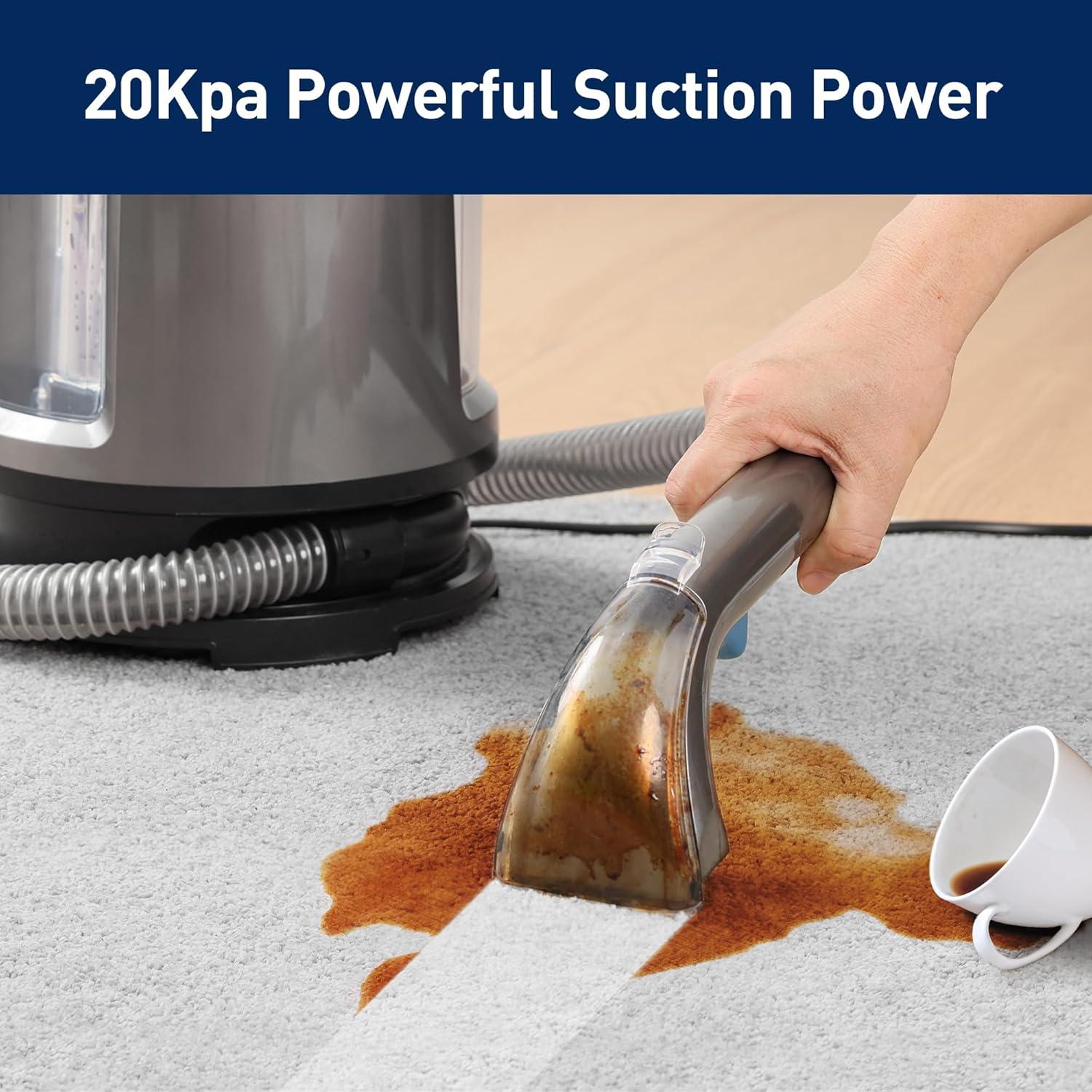 image:imagePortable Carpet Cleaner Machine amp Upholstery Deep Cleaner Pet Stain Remover 20Kpa Powerful Suction Portable Stain Cleaning for Upholstery Carpet Couches Car and Auto Detailer Car Seats Grey