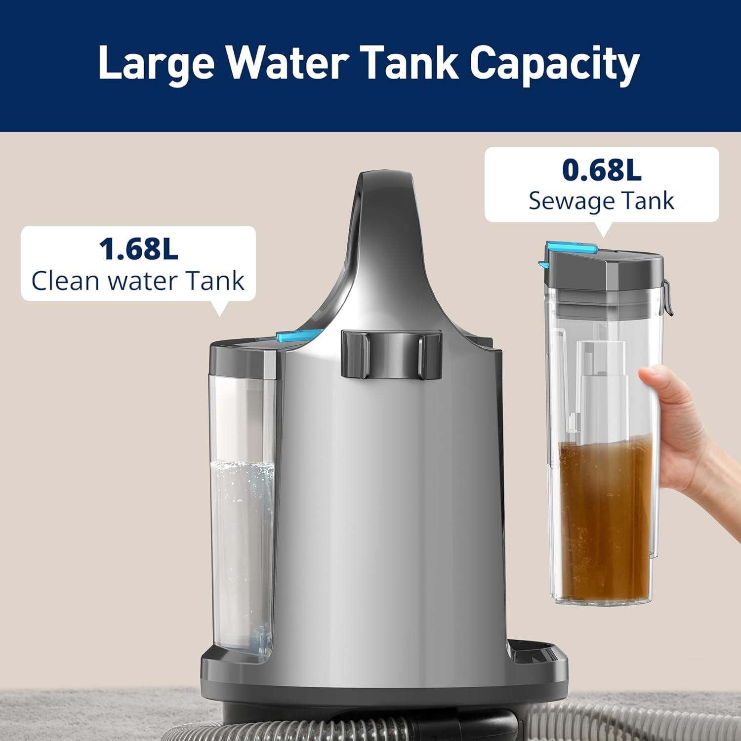image:imagePortable Carpet Cleaner Machine amp Upholstery Deep Cleaner Pet Stain Remover 20Kpa Powerful Suction Portable Stain Cleaning for Upholstery Carpet Couches Car and Auto Detailer Car Seats Grey