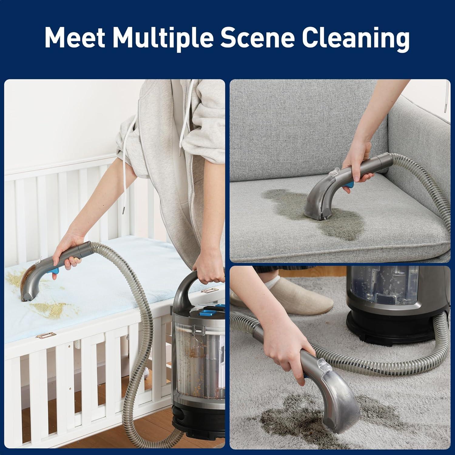 image:imagePortable Carpet Cleaner Machine amp Upholstery Deep Cleaner Pet Stain Remover 20Kpa Powerful Suction Portable Stain Cleaning for Upholstery Carpet Couches Car and Auto Detailer Car Seats Grey
