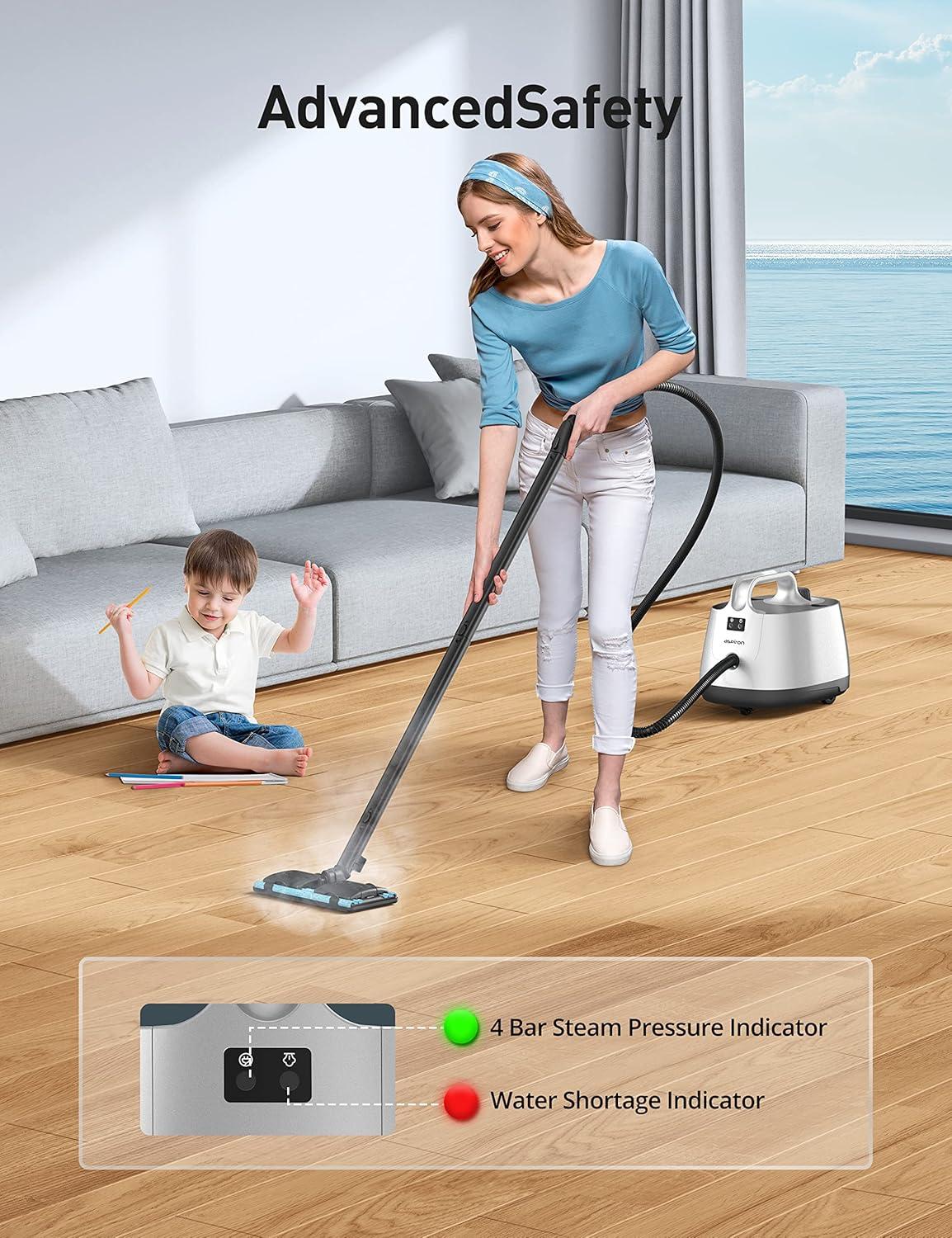 image:imageSteam Cleaner 293F 58 PSI Powerful Multipurpose Handheld Steam Mop for Home Use 21 Attachments 50Oz Capacity Heavy Duty Steamer for Carpets Floors Cars Tiles Crack Cleaning PearlPearl