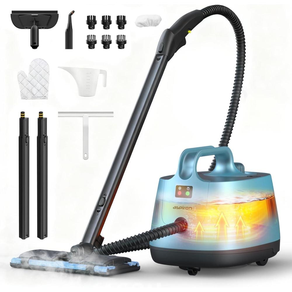 image:imageAspiron Steam Cleaner 293F 58 PSI Powerful Multipurpose Handheld Steam Mop for Home Use 21 Attachments 50Oz Capacity Heavy Duty Steamer for Carpets Floors Cars Tiles Crack Cleaning BlueBlue