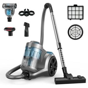image:imageAspiron 1700W Canister Vacuum Cleaner 45Kpa Bagless Vacuum Cleaner MultiCyclonic Filtration 2 AntiAllergen HEPA Filters 35QT Dust Cup 4 Tools No Hair Tangles for Hard Floor Pet Hair Teal