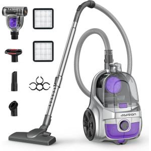 image:imageAspiron Canister Vacuum Upgraded 1600W Bagless Canister Vacuum Cleaner Auto Cord Rewind H13 HEPA Filter 4Qt Large Capacity 5 Tools for Hard Floors Carpet Pet Upholstery Tiles Purple