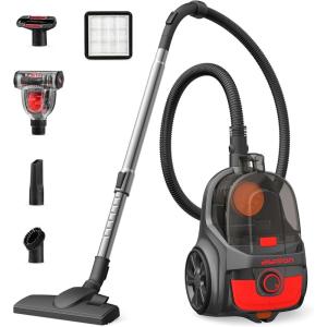 image:imageAspiron Canister Vacuum Upgraded 1600W Bagless Canister Vacuum Cleaner Auto Cord Rewind H13 HEPA Filter 4Qt Large Capacity 5 Tools for Hard Floors Carpet Pet Upholstery Tiles SapphireRed