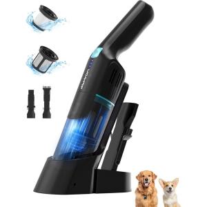 image:imageAspiron Cordless Handheld Vacuum 24KPA Powerful Car Vacuum 2Speed 2 Charging Methods Wireless Charger Ergonomic Handle Portable Rechargeable Vacuum Cleaner for Car Home Cream WhiteBlack Blue