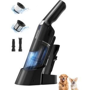image:imageAspiron Cordless Handheld Vacuum 24KPA Powerful Car Vacuum 2Speed 2 Charging Methods Wireless Charger Ergonomic Handle Portable Rechargeable Vacuum Cleaner for Car Home Cream WhiteBlack Grey