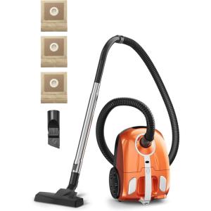 image:imageBagged Canister Vacuum Cleaner Canister Vacuum Cleaners for Home Automatic Cord Rewind Portable Corded Vacuum Cleaner with 3 Replacement Bags for Hard Floors Pet Hair Carpet and Upholstery