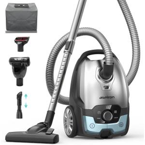image:imageCanister Vacuum1700W45KPA Bagged Vacuum Cleaner5L Large CapacityAuto Cord RewindHEPA FilterLow Noise8M Cleaning RadiusVariable Power ControlEasy to PushHard FloorPetCarpetCeruleanCerulean