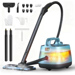 image:imageSteam Cleaner 293F 58 PSI Powerful Multipurpose Handheld Steam Mop for Home Use 21 Attachments 50Oz Capacity Heavy Duty Steamer for Carpets Floors Cars Tiles Crack Cleaning PearlBlue