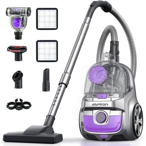 image:imageAspiron Canister Vacuum Cleaner 40Kpa Bagless Vacuum Cleaners 4QT Large Dust Cup Double HEPA Filter Retractable Cord 1600W Lightweight Vacuum Cleaner with 5 Tools for Hard Floors PumpkinPearl