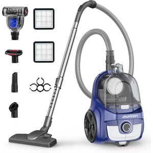 image:imageAspiron Canister Vacuum Upgraded 1600W Bagless Canister Vacuum Cleaner Auto Cord Rewind H13 HEPA Filter 4Qt Large Capacity 5 Tools for Hard Floors Carpet Pet Upholstery Tiles IndigoIndigo