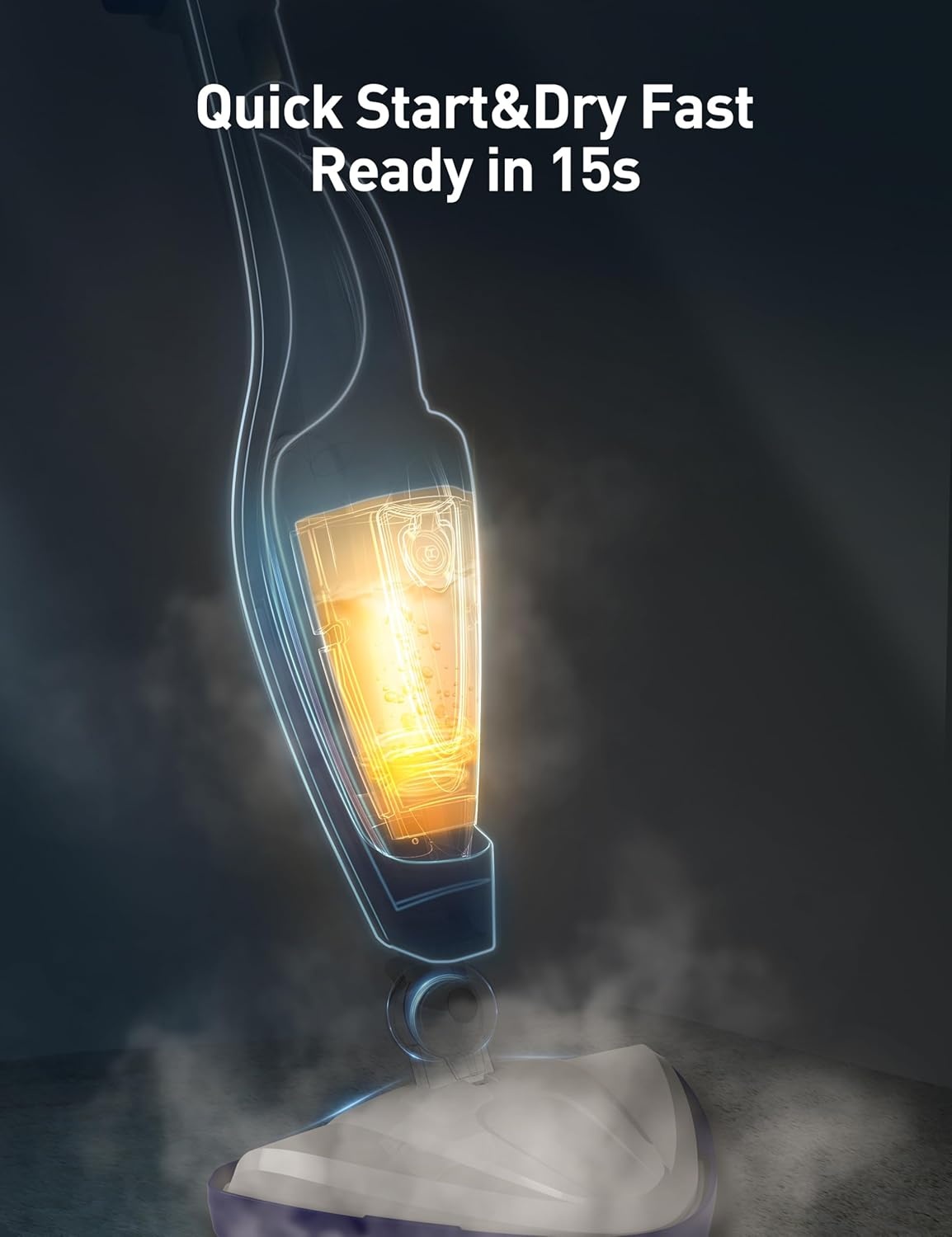 image:imageAspiron 12in1 Steam Mop Fast 15Sec HeatUp 1500W Detachable Handheld Steam Cleaner with 2 Dirt Grip Pads Removes 9999 Stubborn Stains for Hardwood Floors Windows Tiles Furniture SapphireSapphire