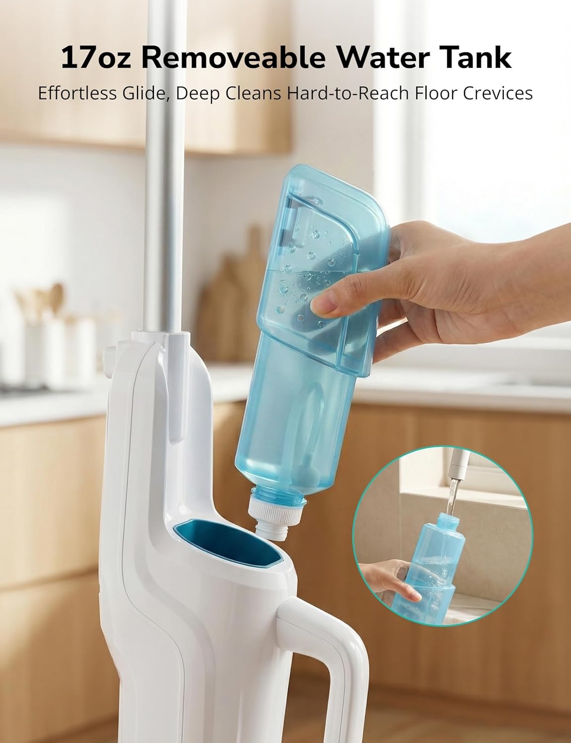 image:imageAspiron Steam Mop 10in1 Steam Mop and Handheld Steamer 15s HeatUp SelfRotating Scrub Pads 2 Steam Modes with Spray500ML Removable TankLED LightFloor Steamer for HardwoodTile CarpetCarCream