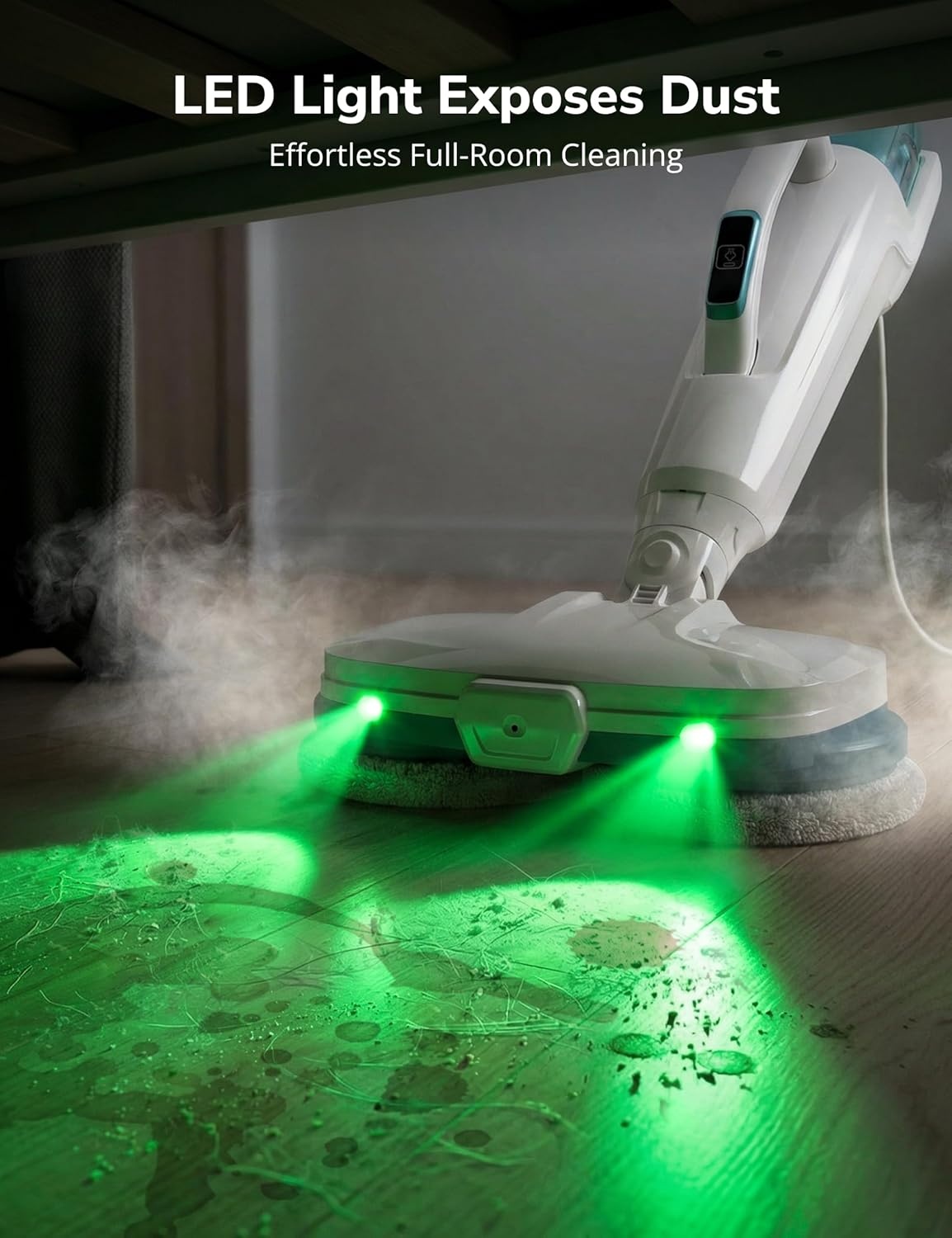 image:imageAspiron Steam Mop 10in1 Steam Mop and Handheld Steamer 15s HeatUp SelfRotating Scrub Pads 2 Steam Modes with Spray500ML Removable TankLED LightFloor Steamer for HardwoodTile CarpetCarCream