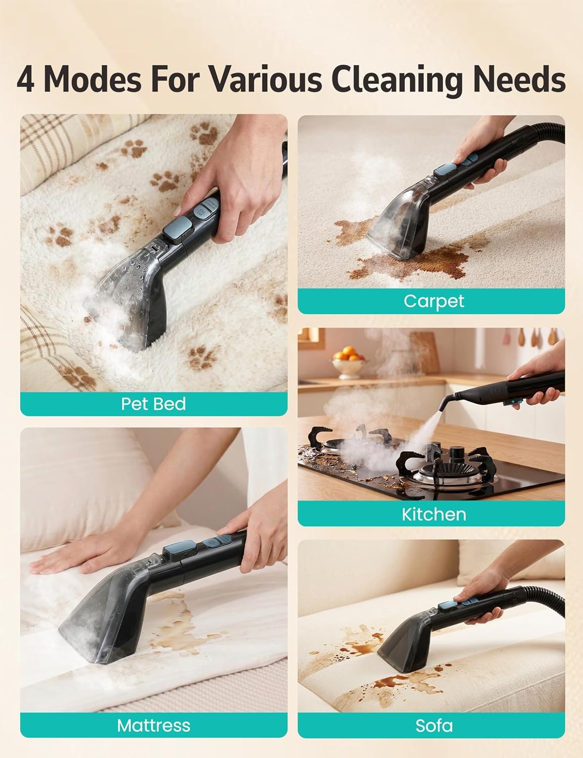 image:imageAspiron Carpet CleanerFast Heating SteamerCarpet Cleaner Machine for HomeHotCold Water amp Steam WashSpot Cleaning20Kpa Powerful Suction300ML Cleaning Solutionfor UpholsterySofaPet StainCar