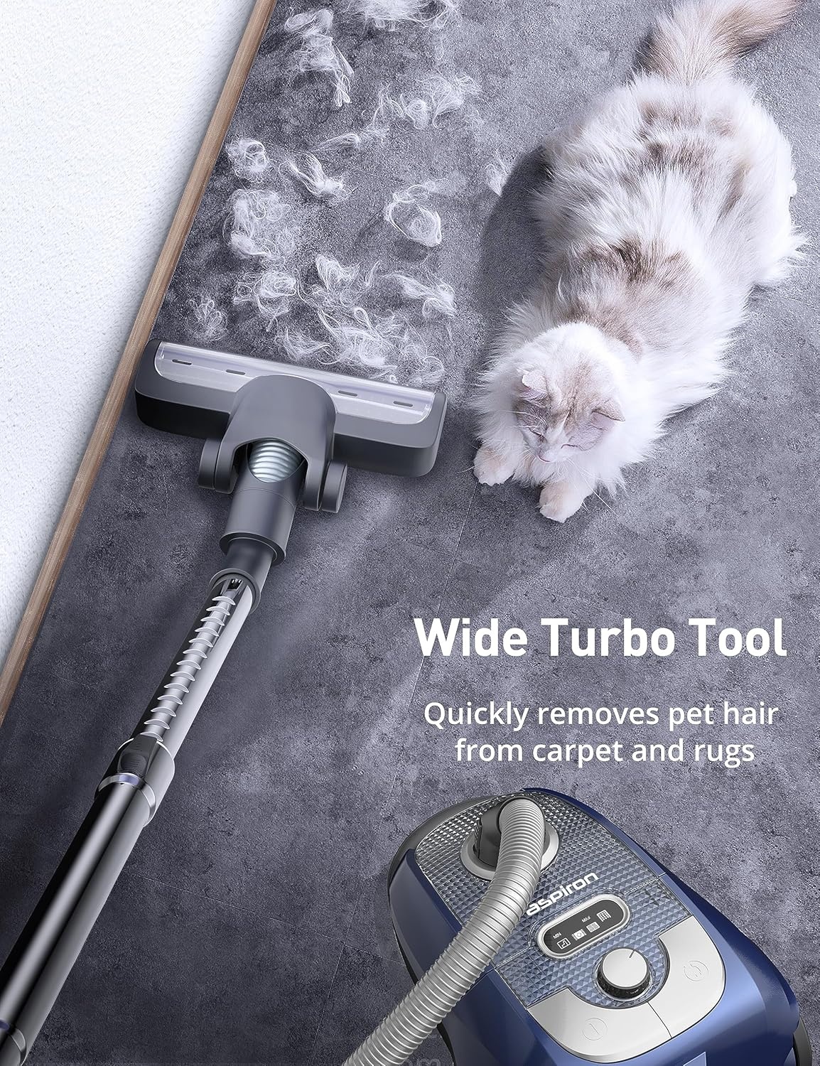 image:imageAspiron Canister Vacuum 1600W40Kpa Canister Bagged Vacuum4QT Dust Bag H13 HEPA Filter 5 Tools PetFriendlyVariable Power Controlfor Carpets Hardwood Floors Stairs Pet Hair HouseholdCarSapphire